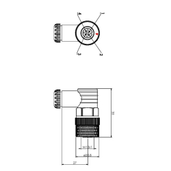 CNN004-007 WTYCZKA KĄTOWA M12 4-PIN BEZ KABLA