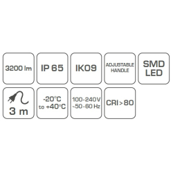 NAŚWIETLACZ 3200 lm KABEL 3m