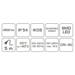 NAŚWIETLACZ 4500 lm KABEL 5m